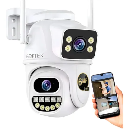 Camara Seguridad Geotek 6mp Doble Lente Exterior V/nocturna Blanco