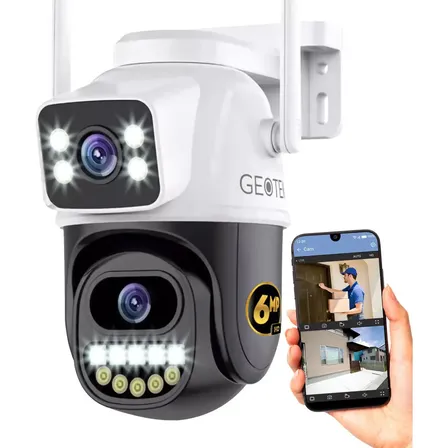 Camara Seguridad Geotek 6mp GTA33 Ip Wifi Domo Doble Lente Exterior Vision Nocturna Inteligente Deteccion Movimiento Motorizada