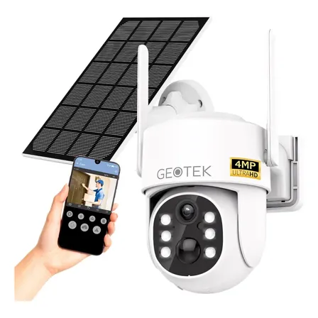 Camara Seguridad Solar Geotek 4mp Wifi Exterior Ultrahd Domo Blanco