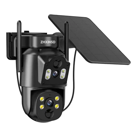 C&aacute;mara Seguridad Solar Wifi Doble Lente 6mp Pir Negro