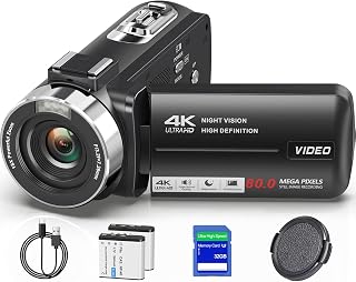 Camcorder Video Camera 4K Ultra 80MP Vlogging for YouTube Webcam Autofocus