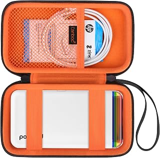 Canboc Carrying Case for Polaroid Hi-Print 2nd Generation Photo Printer | Mesh Pocket fits Cable, Paper, Black+Orange (Case Only)