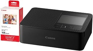 Canon Selphy CP1500 Wireless Compact Photo Printer (Black) + RP-108 High-Capacity Color Ink/Paper Set, 4"x6" Prints, 108 Sheets