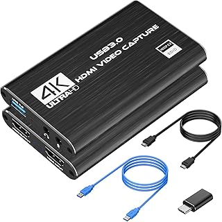 Capture Card Nintendo Switch, 4K HDMI Video Capture Card, 1080P 60FPS, HDMI to USB 3.0 Capture Card for Streaming Work with Camera/Xbox/PS4/PS5/PC/OBS