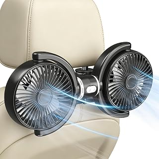 Car Fans for Backseat Kids, USB Dual Head Car Seat Fan for Baby with Strong Wind to Circulate Cool Air , 3 Speed Separate Control, 360&deg; Adjustable Clip Rear Headrest Quiet Fan for SUV, Sedan & Truck