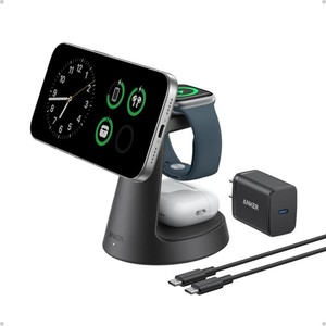 Cargador Anker MagSafe Compatible, Estaci&oacute;n de Carga MagGo 3 en 1