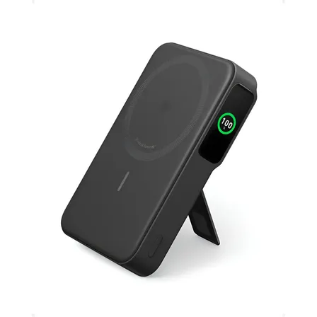 Cargador Port&aacute;til Power Bank Anker Maggo Qi2, 10000mah 15w, Bater&iacute;a Externa Inal&aacute;mbrica, Pantalla Inteligente, Soporte Plegable, Compatible Para iPhone Series 17/16/15/14/13
