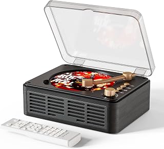CARONSORT CD Player with Speakers Bluetooth Nostalgic Retro Portable CD Players for Home Wood Music Player FM Radio for Home Wired and Remote Control-Black
