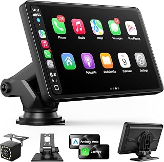 Carplay Screen for Car, 7" Wireless Apple Carplay & Android Auto | Car play with 1080P Backup Camera, GPS Navigation, Voice Control, Mirror Link, FM/AUX Audio, Plug & Play