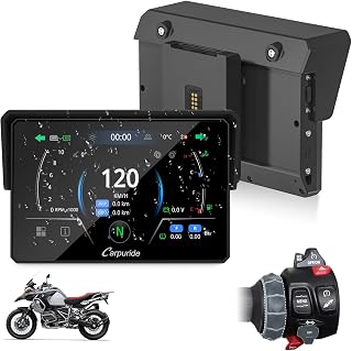 CARPURIDE W502BS for BMW Motorcycle CarPlay & Android Auto Dual Bluetooth, 5" Waterproof GPS Navigation Screen, Data Reading, Native Wonder, TPMS, Light Sensor, Music Sharing, Intercom, 16-Pin