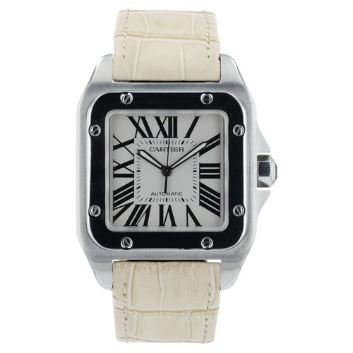 Cartier Santos Silver Dial Stainless Steel 38mm Automatic Men&rsquo;s Watch W20073X8