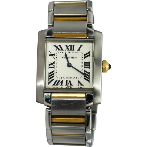 CARTIER Stainless Steel & 18k Gold Tank Fran&ccedil;oise Small Model Quartz Watch 2384