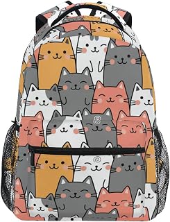 Cartoon Cute Cats Backpack 3rd 4th 5th Grade School Bookbags Travel Laptop Daypack Bag Purse for Boys Girls Teens