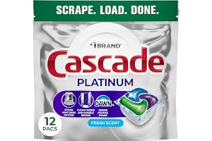Cascade Platinum Dishwasher Pods, Dishwasher Detergent, Dish Detergent Soap, Fresh, 12 count