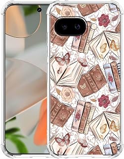 Case for Google Pixel 9a with Aesthetic Design,Vintage Butterfly Brown Book Pattern,Clear Slim Soft TPU Bumper Phone Cover,6.3&rdquo;(Butterfly,P9a)