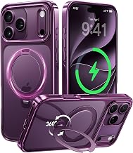CASEKOO Glossy Burgundy for iPhone 18 Pro Case, 360 Spin Magnetic Stand