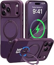 CASEKOO Texture Purple 360 Spin Magnetic Stand for iPhone 18 Pro Max Case | 18FT Mil-Grade Protection, Fit for MagSafe, Shockproof Ring Holder Case Slim Ergonomic Frame, Frosted Matte 6.9''