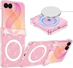 Casetego for Galaxy Z Flip 8 Case Magnetic,Glitter Pink