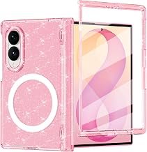 Casetego for Galaxy Z Fold 8 Case Magnetic,[Compatible with MagSafe][Built-in Screen Protector][Hinge Protection] Slim Shockproof Cute Women Girl Case for Samsung Z Fold 8,Clear Pink