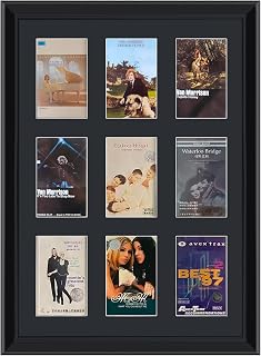 Cassette Tape Case,Cassette Tape Display Frame,Cassette Tape and Case Display,9 Tape Display Frame,Music Picture Frame,Home Decor Cassette Tape Storage,Solid Wood Frame with Glass Panel.