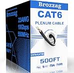 Cat 6 Plenum Cable 500ft | 23AWG, 550MHz, 10Gbps UTP Ethernet | CMR Fire-Rated Jacket | DSX-8000 Certified & ETL Verified | Tangle-Free Easy-Pull Spool | Bulk Cat6/Cat5e LAN Internet Cable, Black