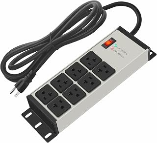 CCCEI 12 Gauge Heavy Duty Power Strip, Magnetic, 8 Ports. Grey, 25FT, 1 | Extension Cord Surge Protector with Multiple Outlets, Wall Mount Plug Extender, Switch, Grounding Protection, High Amp.