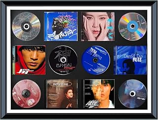 CD Case,CD/DVD Storage Rack Stand,Wood CD Display case/Frame,with high-definition tempered glass panel can accommodate6 standard size CDs and 6 covers.album cover display gift,music lover home décor