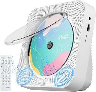 CD Player Portable with Bluetooth Desktop for Home with HiFi Sound Speakers,Mini Cute CD Player for Kids,Remote Control,Dust Cover,LED Display,Boombox FM Radio (White)