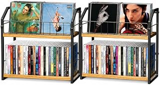 CD Storage, 2 Tier CD holder & Display, 60 Capacity-Natural Wood 2 Pack
