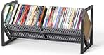 CD Storage Metal Display Shelf, CD Holder Rack with Adjustable Divider, Store up to 40 CDs for Non-slip Feet, Modern for Music Collection Enthusiasts Home Organization and Decor
