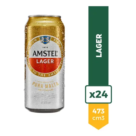 Cerveza Amstel Premium Rubia Lata 473ml Pack X24 La Barra
