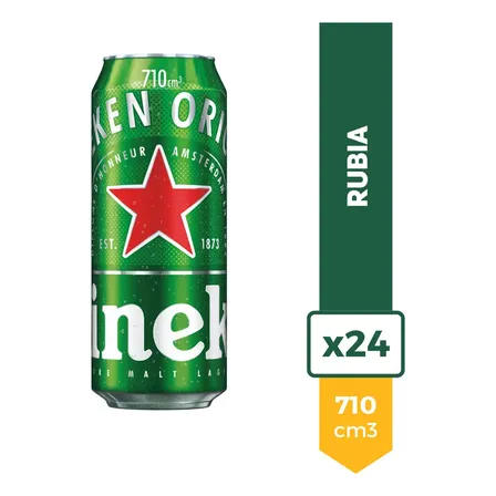 Cerveza Heineken Rubia Lata 710ml 150 A&ntilde;os Pack X24