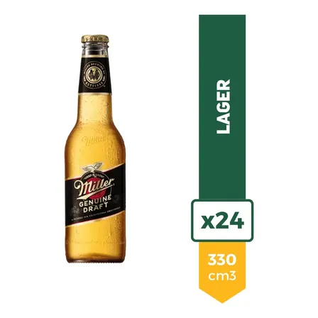 Cerveza Miller Rubia 330ml Porron Pack X24 La Barra