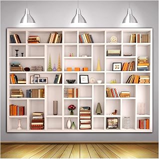 CGXINS White Bookshelf Office Backdrop Photo Backdrop Video Conference Zoom Backdrop Home Office Decoration Banner Polyester Company Video Conference Background (8X6 FT)
