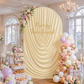 Champagne Draped Arch Backdrop Cover 6 FT, Champagne Arch Covers Spandex