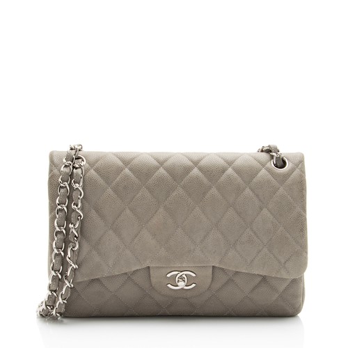 Chanel Matte Caviar Leather Classic Jumbo Double Flap Bag