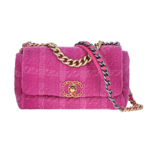 Chanel Tweed 19 Flap Medium Pink
