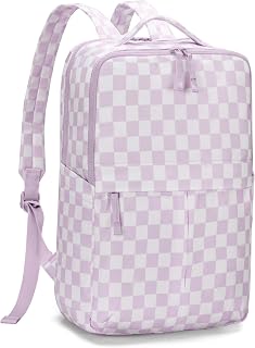 Checkered Backpack for Women Fashion Backpacks with Laptop and Multi Compartment for Travel and Work Light Purple Check