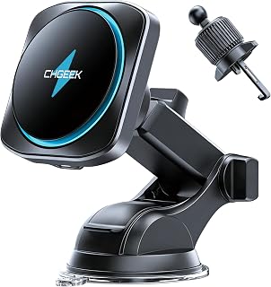 Chgeek for MagSafe Car Mount Charger[15W Fast Charging & 2400gf Magnetic] | 360&deg;Adjustable Car Phone Holder With Cooling Fan, Magnetic Wireless Car Charger for iPhone 17 16 15 14 13 12 Pro Max Plus