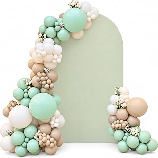 Chiara Spandex Fitted Wedding Arch Backdrop, Round Top Arch Stand Cover for Wedding Birthday Party Baby Shower Banquet Decoration (Light Sage Green, 6FT)