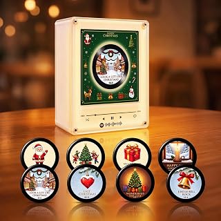 Christmas Vinyl Player Fridge Record NFC Magnetic Music with 360&deg; LED Light