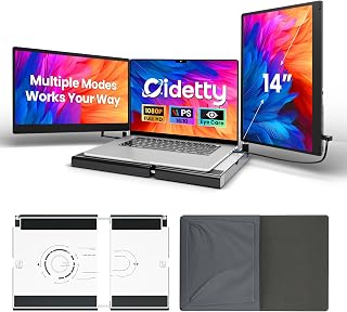 CIDETTY Upgraded Laptop Screen Extender Portable Monitor, 14" 1080P FHD IPS Screen,Monitor Extender for Laptop,Fit for 13-17" Laptops, Plug & Play Compatiable with Wins/Mac/Android/Switch