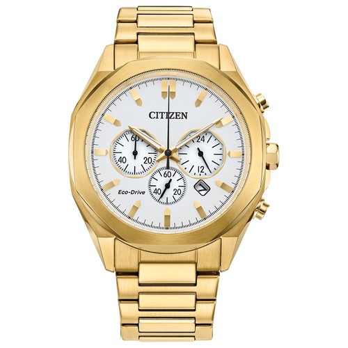 Citizen Men's Eco-Drive Chronograph Gold Stainless Steel Watch 41MM CA4592-85A