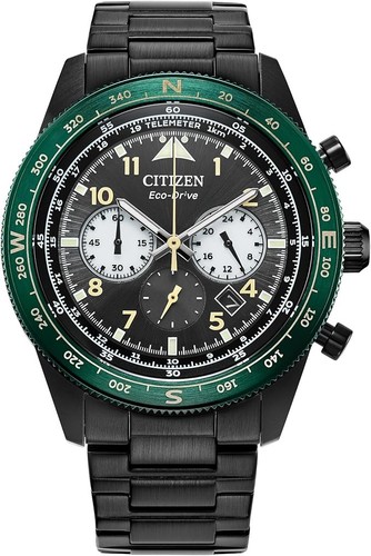 Citizen Men's Sport Chronograph Calendar Eco-Drive Black Watch 43MM CA4555-81E