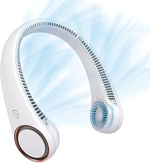 CIVPOWER Neck Fan: Portable Personal Neck Cooling Rechargeable Bladeless Fan - Hands Free 3 Speed 4000 mAh Battery USB Operated Wearable Headphone Design - Gift for Men Women Outdoor (White)