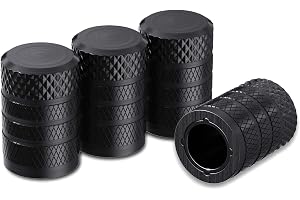 CKAuto Tire Valve Stem Caps, Aluminum Black, 4 pcs/Pack | Corrosion Resistant, Universal Stem Covers for Cars Trucks Motorcycles SUVs and Bikes