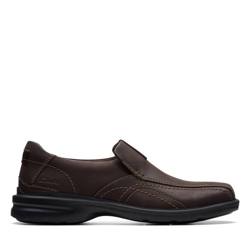 Clarks Mens Gessler Step Brown Leather Casual Loafer Shoes