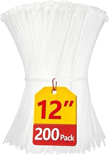 Clear Zip Ties, White Zip Ties 12 inch, 200 Pack, White Cable ties with 45 lb Tensile Strength, Plastic Ties, Zipties Clear, ANOSON