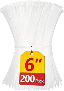 Clear Zip Ties, White Zip Ties 6 inch, 200 Pack, White Cable ties with 25 lb Tensile Strength, Tie Wraps, Zipties Clear, ANOSON