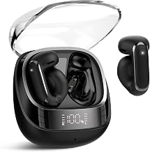 Clip On Ear Buds,Open Ear Headphones,Bluetooth 5.4 HiFi Stereo Clip Earbuds | 42H, LED Display Wireless EarBuds, Comfortable Lightweight, IP7 Waterproof Earphones, Earbud for Workout Running, Black